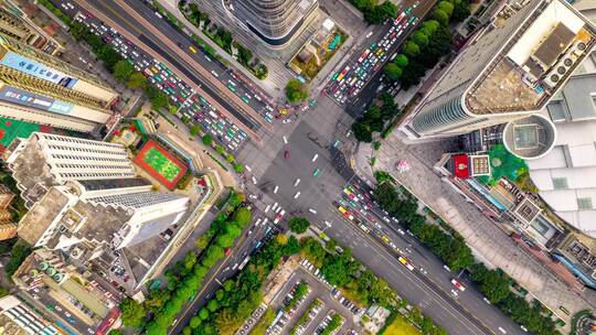 广州天河_天河路_天河路十字路口002视频素材模板下载