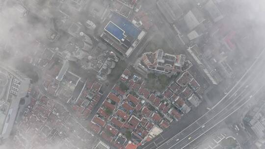 上海城市平流雾俯拍4K