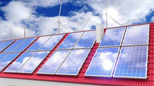 新能源 风车太阳能光伏发电