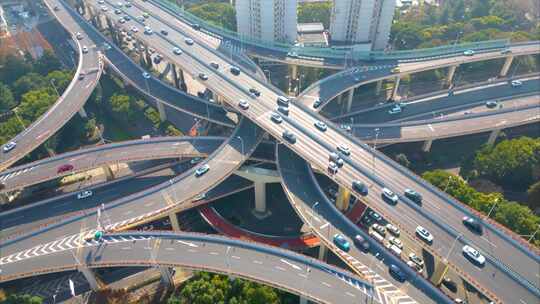 上海黄浦区延安东路立交桥车流延时风景美景视频素材模板下载