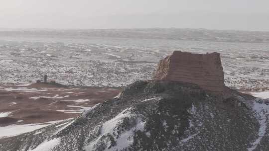 敦煌阳关冬季雪景航拍D-log