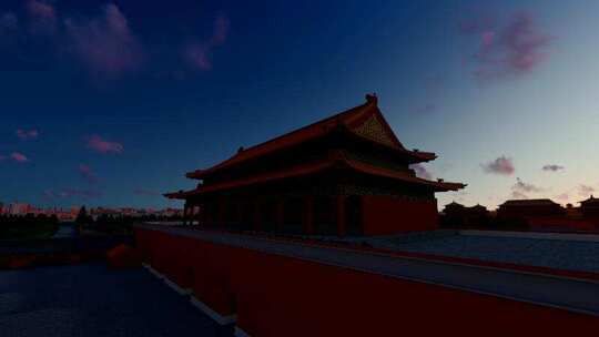 北京故宫古建筑夜景延时摄影视频素材模板下载