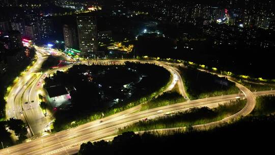 【合集】4K重庆北碚高速夜景车流航拍延时