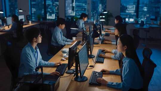 互联网公司程序员熬夜加班写代码