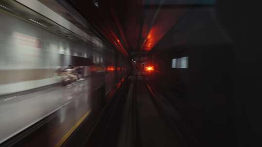 地铁在隧道穿梭 行驶 主观视角视频素材模板下载