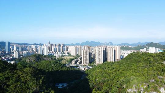 山区山城小县城老城区城市建筑航拍风景风光