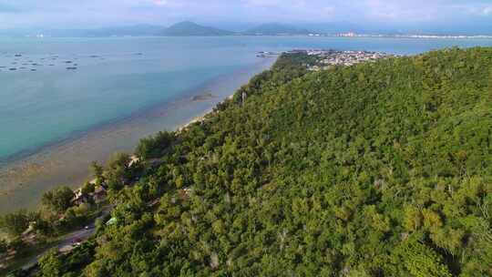 航拍海南三亚西岛海洋文化旅游区海浪礁石