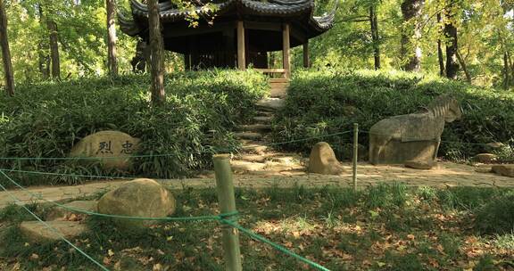 秋天苏州天平山古建筑秋叶秋色