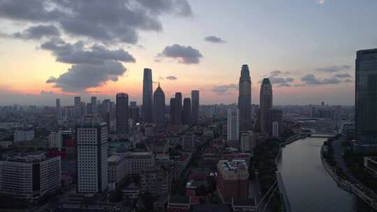 天津海河风景城市建筑风光航拍