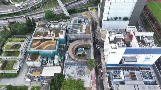 香港湾仔区CBD建筑航拍