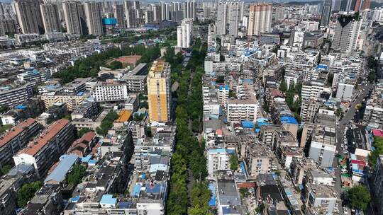 航拍徐州主城区淮海路主干道城市宣传空镜