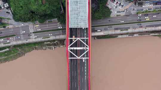 曾家岩嘉陵江大桥航拍2视频素材模板下载