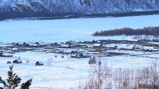 北纬52°，百年边塞奇乾小村雪景视频素材模板下载