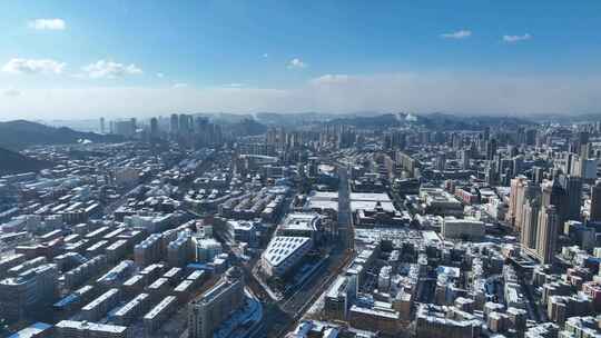 城市雪景 冬天 城市雪景航拍