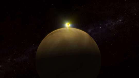 3d逼真的金星大气行星与发光的太阳