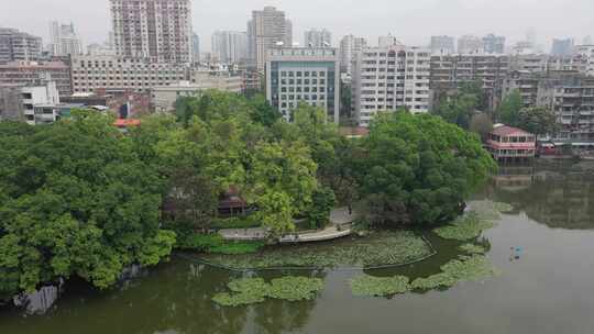 广州东山湖公园景色航拍素材