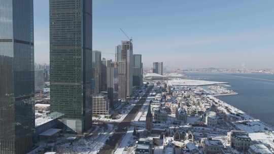 城市雪景 冬天 城市雪景航拍