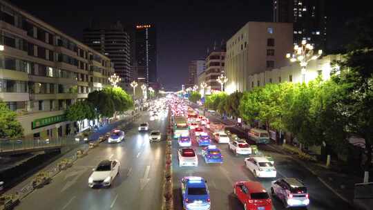 昆明城市夜景航拍