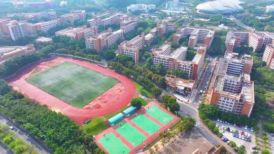 华南理工大学大学城校区航拍校园广州风景风