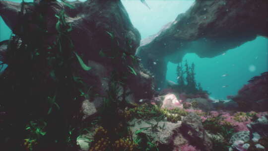 珊瑚礁充满了许多五颜六色的鱼在一起游泳视频素材模板下载