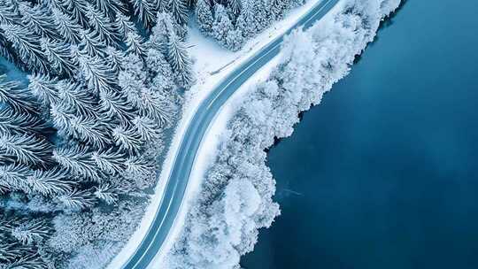 冬季雪山雪景松林雪景AI素材