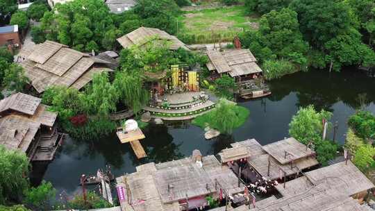 院子餐饮航拍高清素材