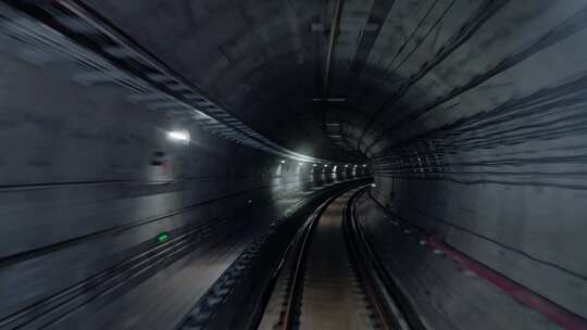 无人驾驶地铁隧道行驶4K素材