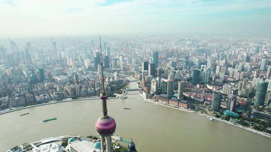 上海东方明珠黄浦江航拍视频素材模板下载