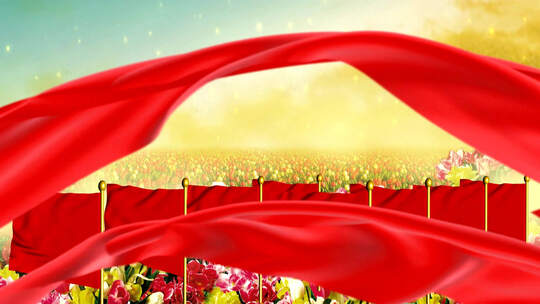 红旗飘飘十一国庆节led大屏背景视频素材