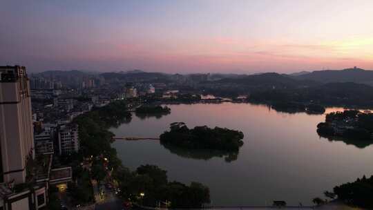 广东惠州西湖5A景区日落晚霞夕阳航拍