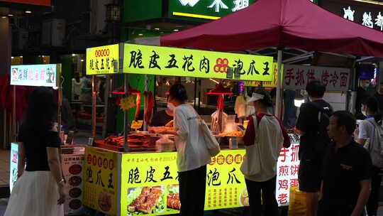 夜晚市集农贸市场美食食物小店