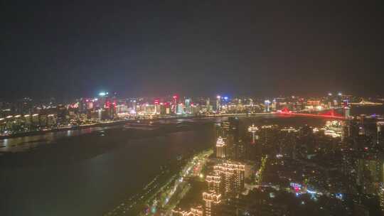 江西南昌城市夜景航拍移动延时