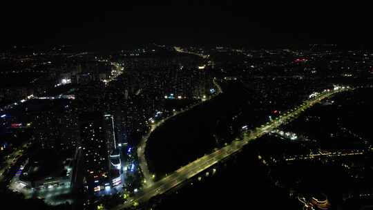 三四线城市夜景交通航拍安徽蚌埠