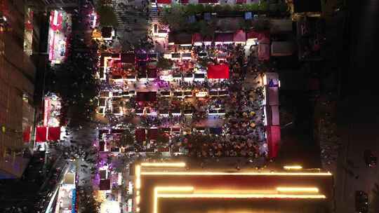 柳州风情夜市街航拍视频素材模板下载