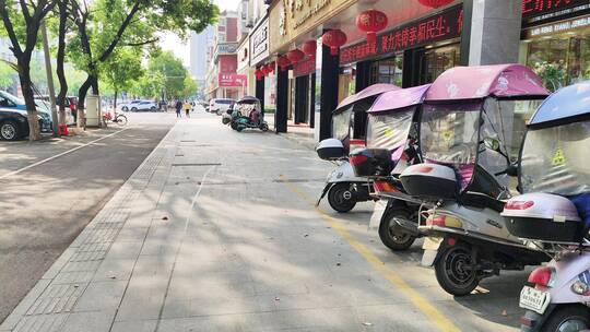 疫情解封街道街头商店步行街马路交通