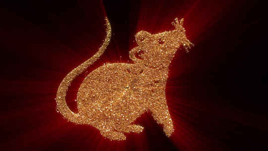 金色闪光颗粒鼠中国十二生肖在阿尔法视频素材模板下载