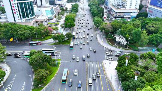 俯拍深南华富路口交通、俯拍深南路