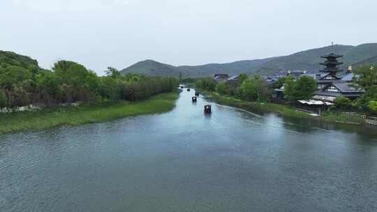 无锡拈花湾禅意小镇航拍大景视频素材模板下载