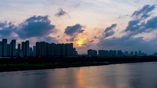 福建泉州城市晚霞夕阳落日延时摄影