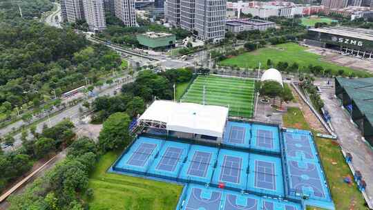 深圳网球场航拍龙岗大运香蜜湖观澜湖活力谷