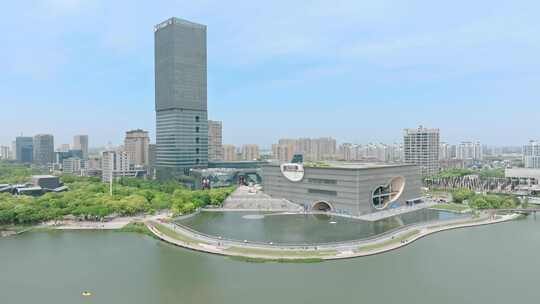 上海嘉定区嘉定新城上海保利大剧院航拍视频素材模板下载