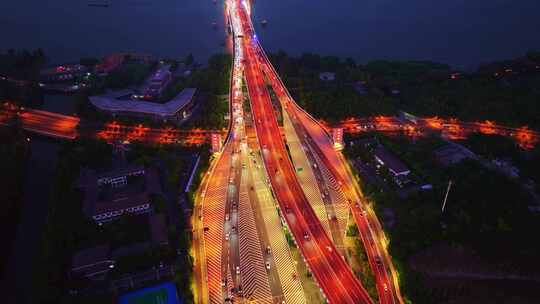 杭州彩虹快速路之江大桥夜景