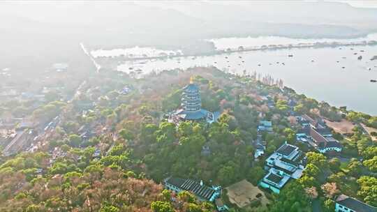 杭州市西湖区冬天秋天风景航拍
