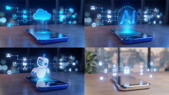 科技智能手机AI云计算高清在线视频素材下载