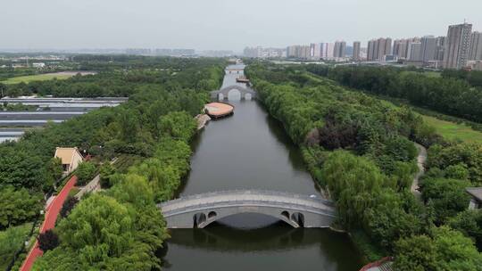 西安汉城湖景区航拍景色4K视频素材模板下载