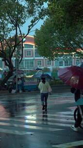 雨季街景实录治愈系风景