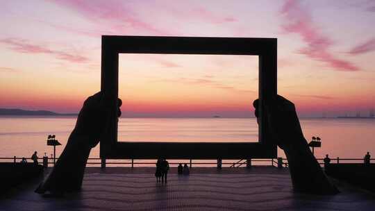 威海大相框晨光航拍