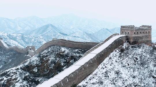 冬季中国长城航空视频景区景点观光