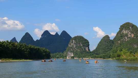 广西桂林山水漓江风景航拍