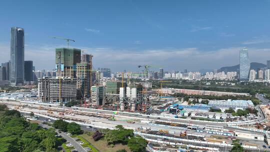 深圳南山区深圳湾超级总部施工现场航拍